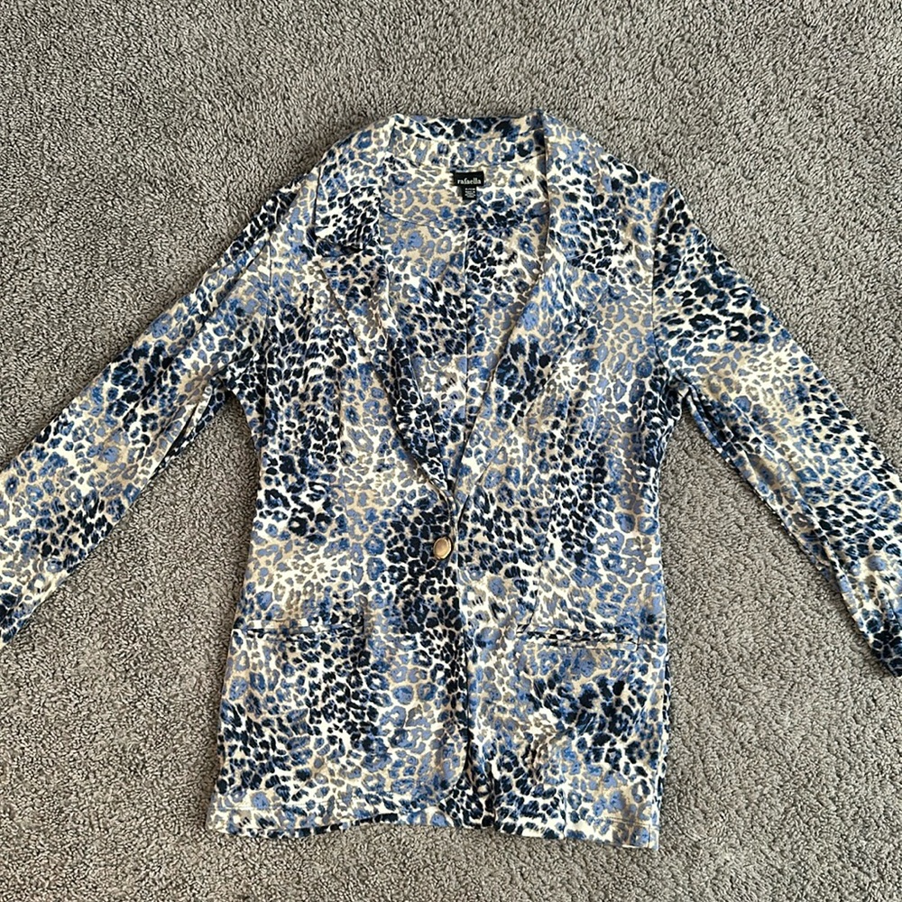 rafaella linen cheetah blazer